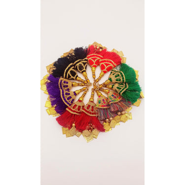 Red Tassels With Gold Beads, Beaded Tassels With Red and Gold Embroidery, Traditional Indian Latkan